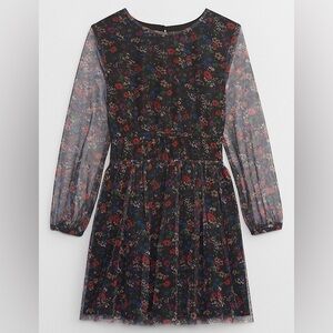 GAP Girls Black Long Sleeve Floral Dress Large